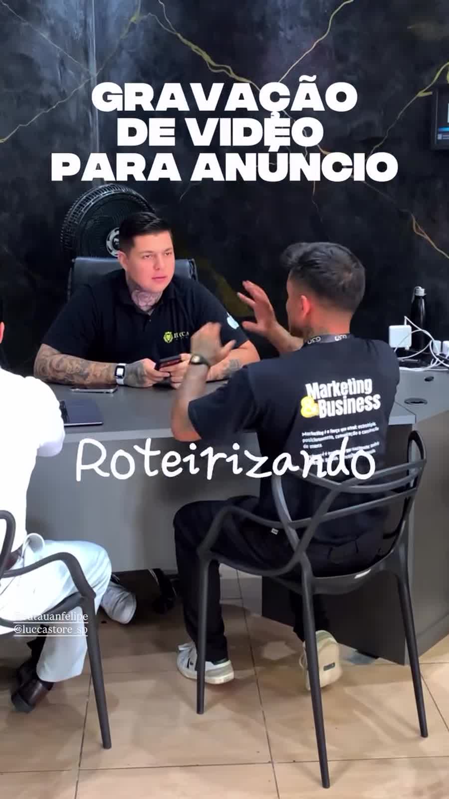 Bastidores de roteiro e captação na Lucca Store.